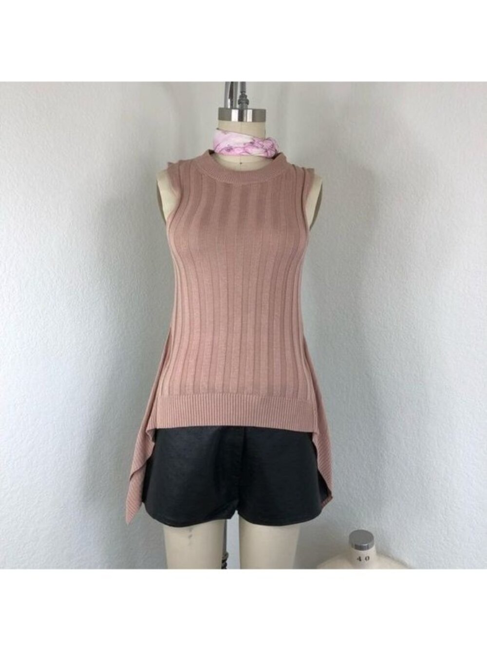VEDA Sweater Tank Ribbed Tie Vest